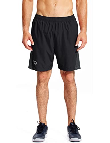 Baleaf Men's 7" Running Shorts with Mesh Liner Zipper Pocket for Fitness Enthusiasts Gym Workout