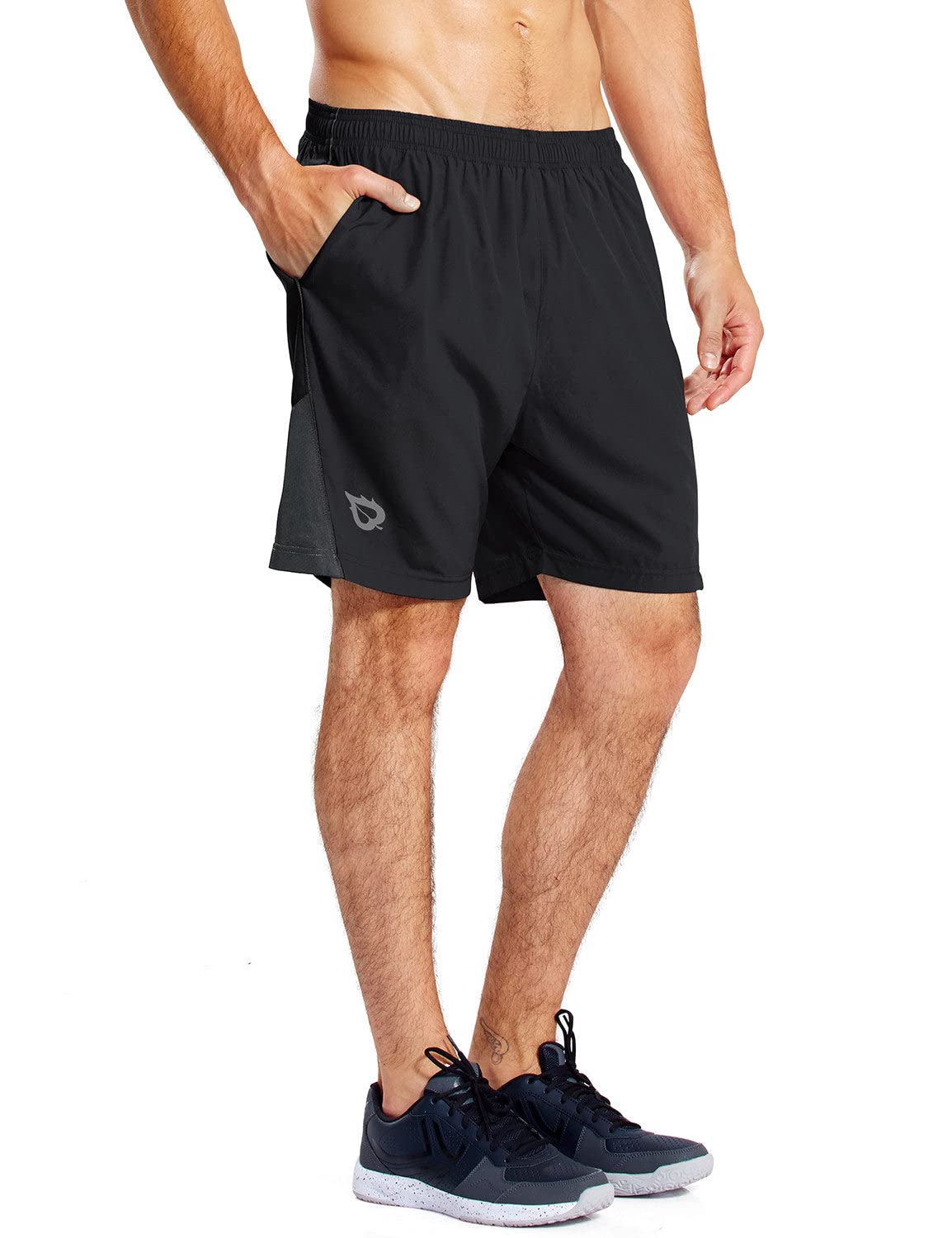 Baleaf Men's 7" Running Shorts with Mesh Liner Zipper Pocket for Fitness Enthusiasts Gym Workout